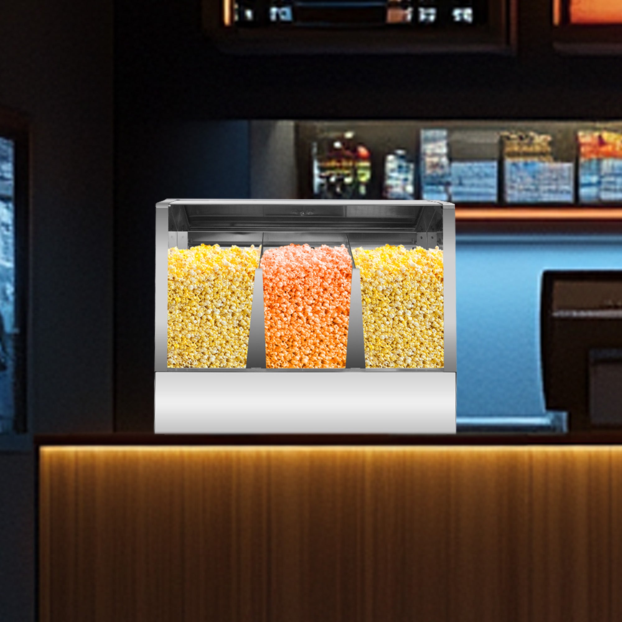 HAXRO Counter Display Popcorn Warmer Cabinet 3 Compartments