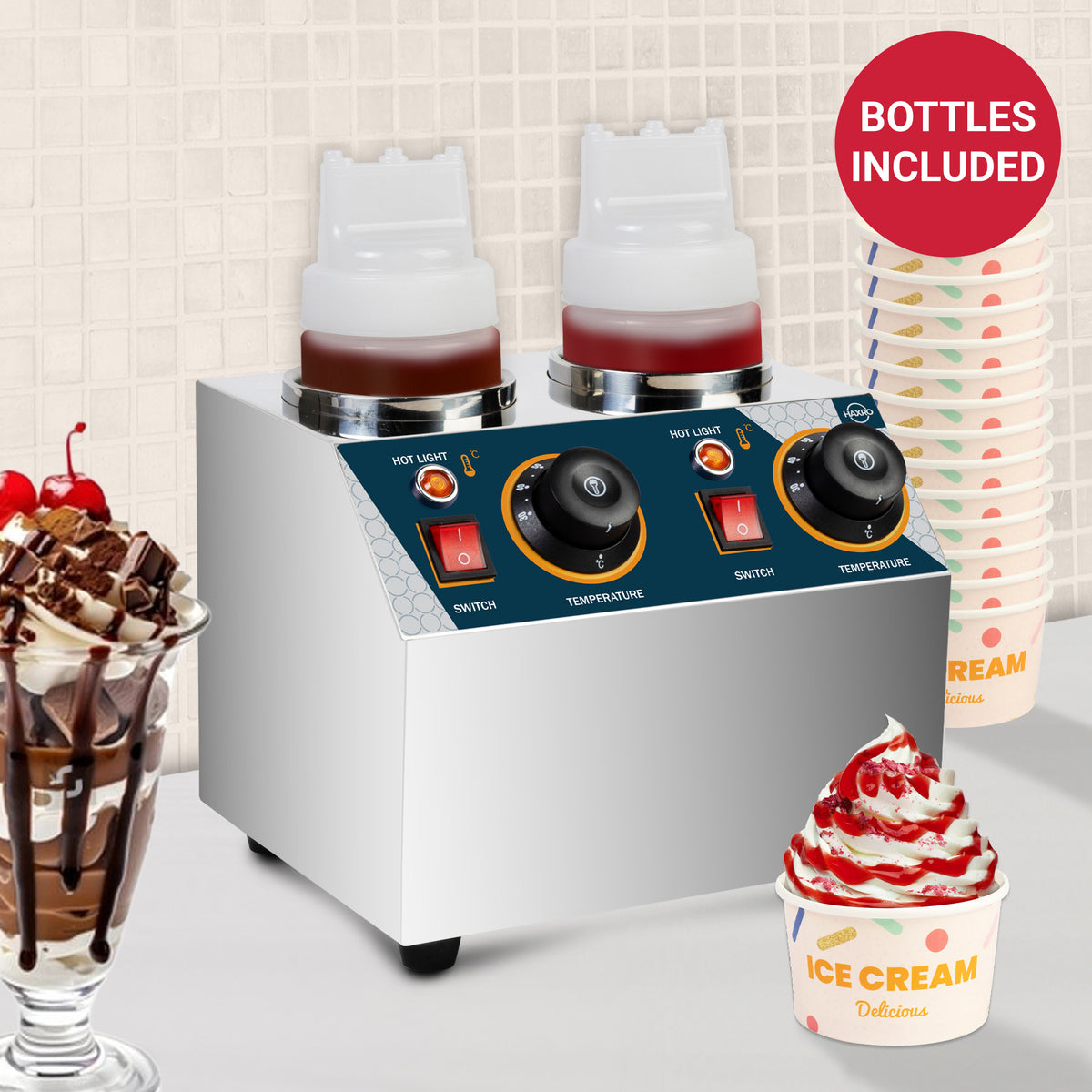 HAXRO 2 Compartment Bottle Sauce Warmer