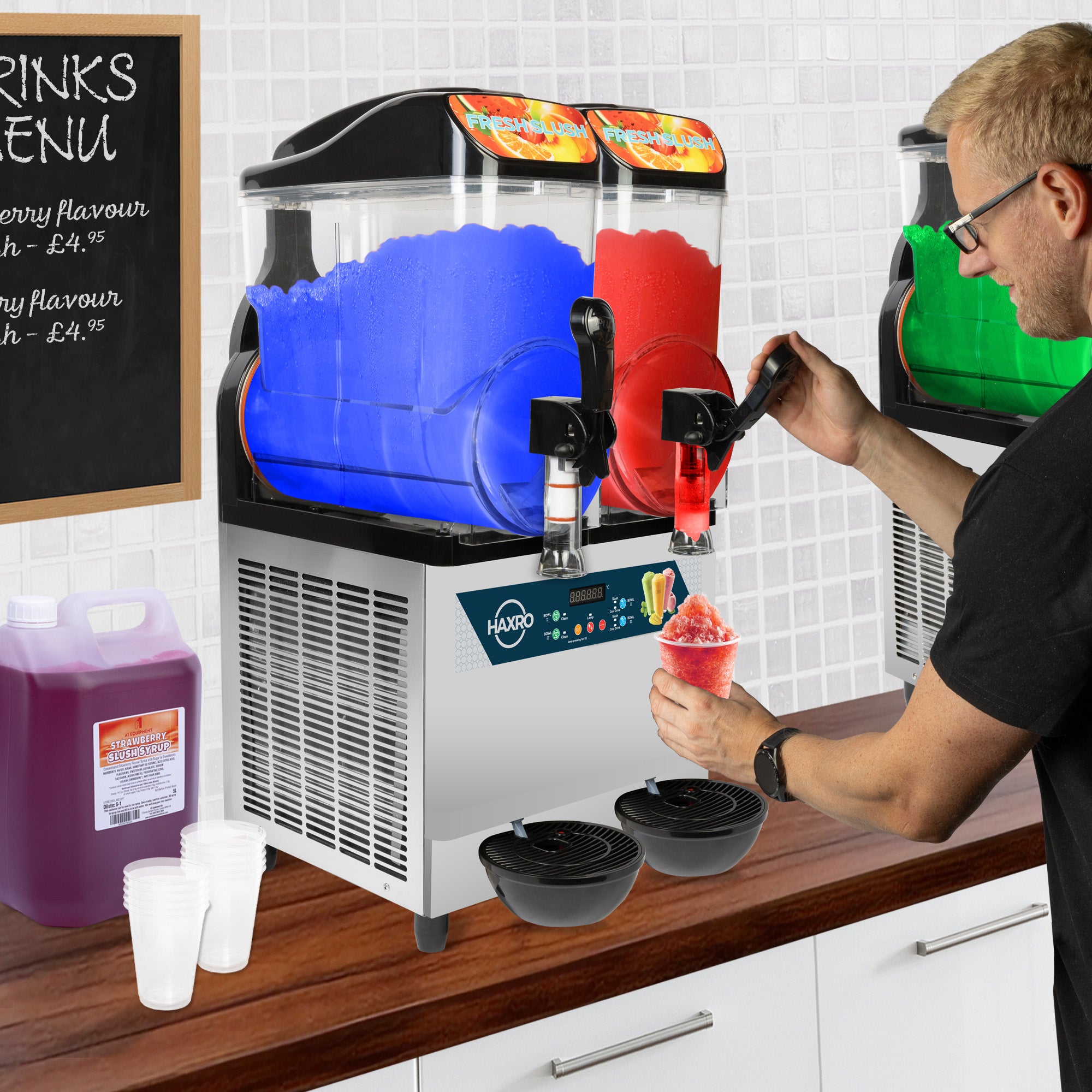 HAXRO Commercial Twin Slush Machine 2 x 12L 2-in-1