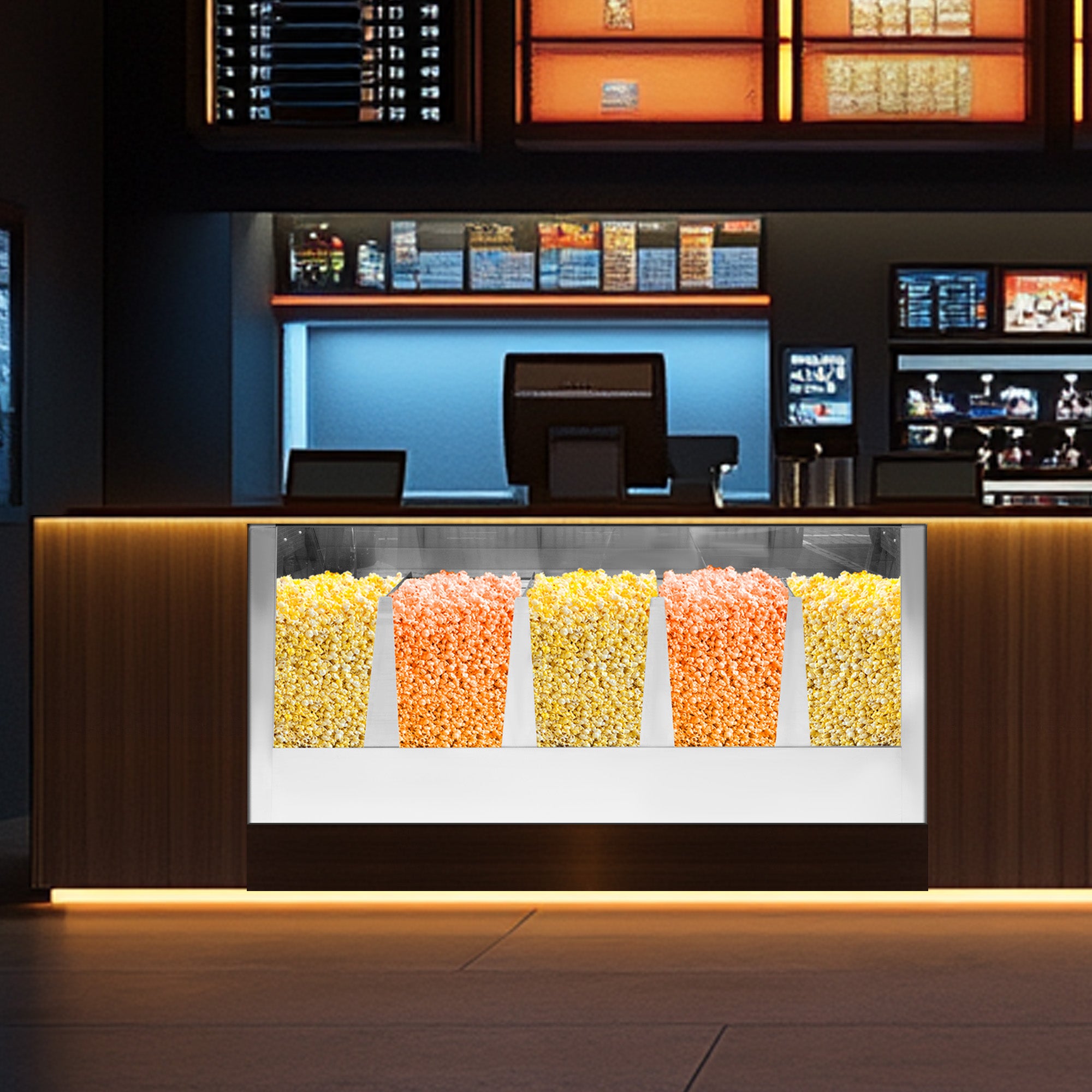 HAXRO Counter Display Popcorn Warmer 150cm Automatic - 5 Compartments