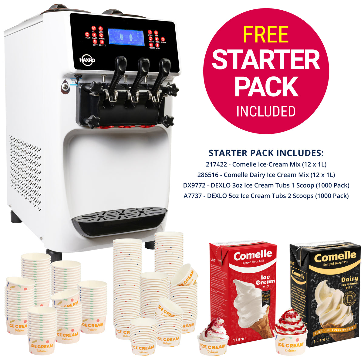 HAXRO Triple Soft Serve Ice Cream Machine 6L × 3