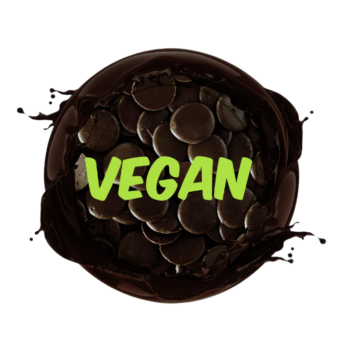 A 2kg bag of JM Posner Dairy-Free Vegan Dark Chocolate Buttons, labeled as suitable for vegans and ideal for couverture, featuring premium, ethically sourced dark chocolate with a rich and smooth texture.