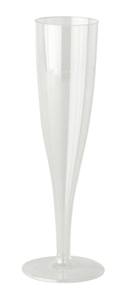 A clear plastic champagne flute.