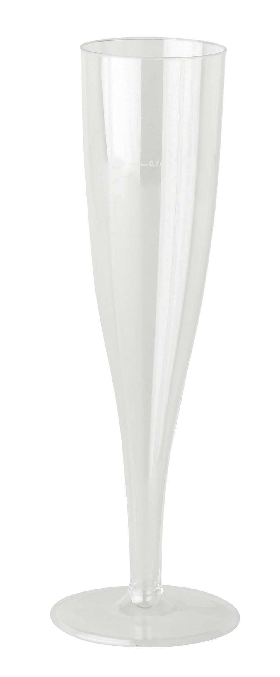 A clear plastic champagne flute.