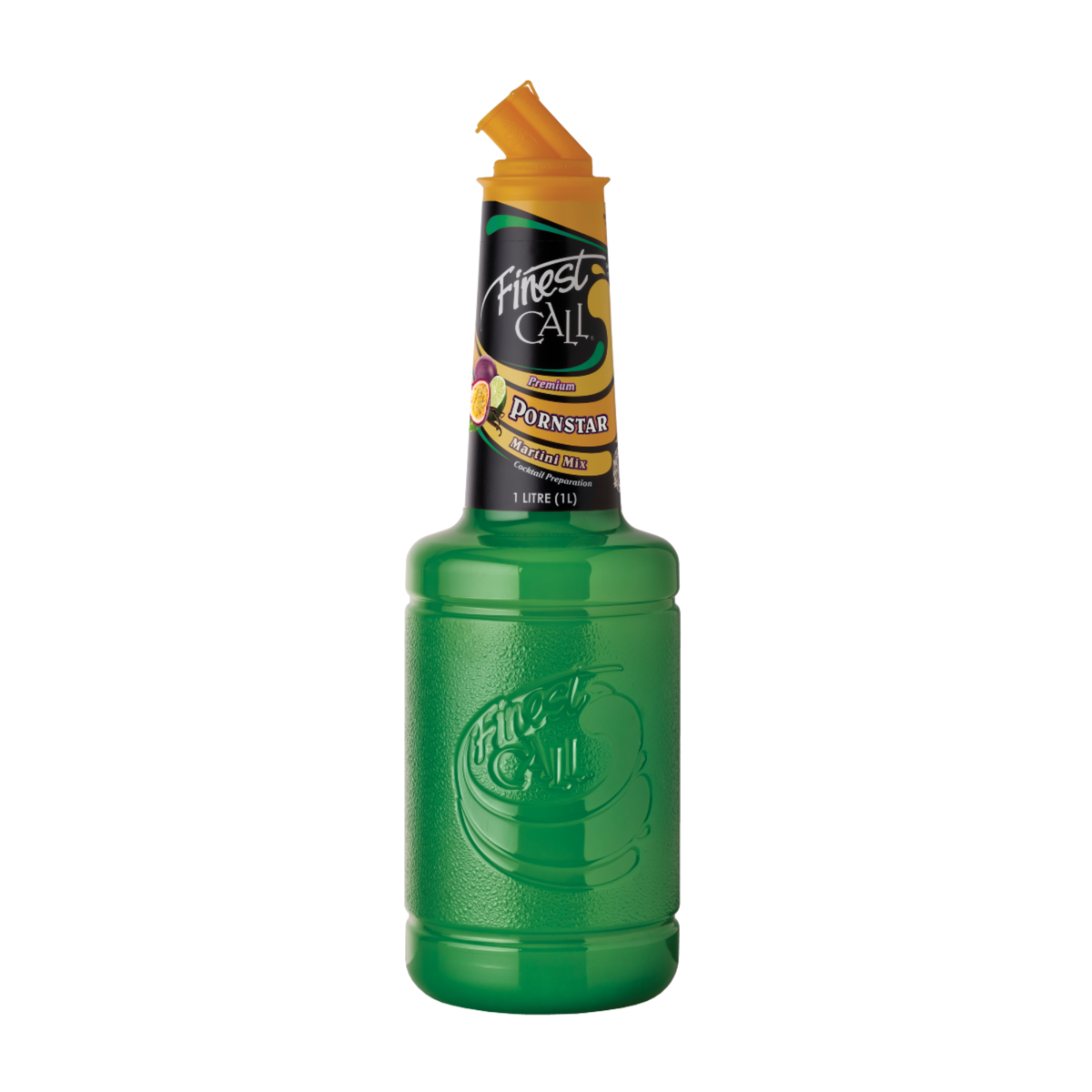 Finest Call Pornstar Martini Mixer 1 L bottle premium cocktail mix featuring passion fruit flavour, ideal for creating classic Pornstar Martinis in bars, restaurants, or at home.