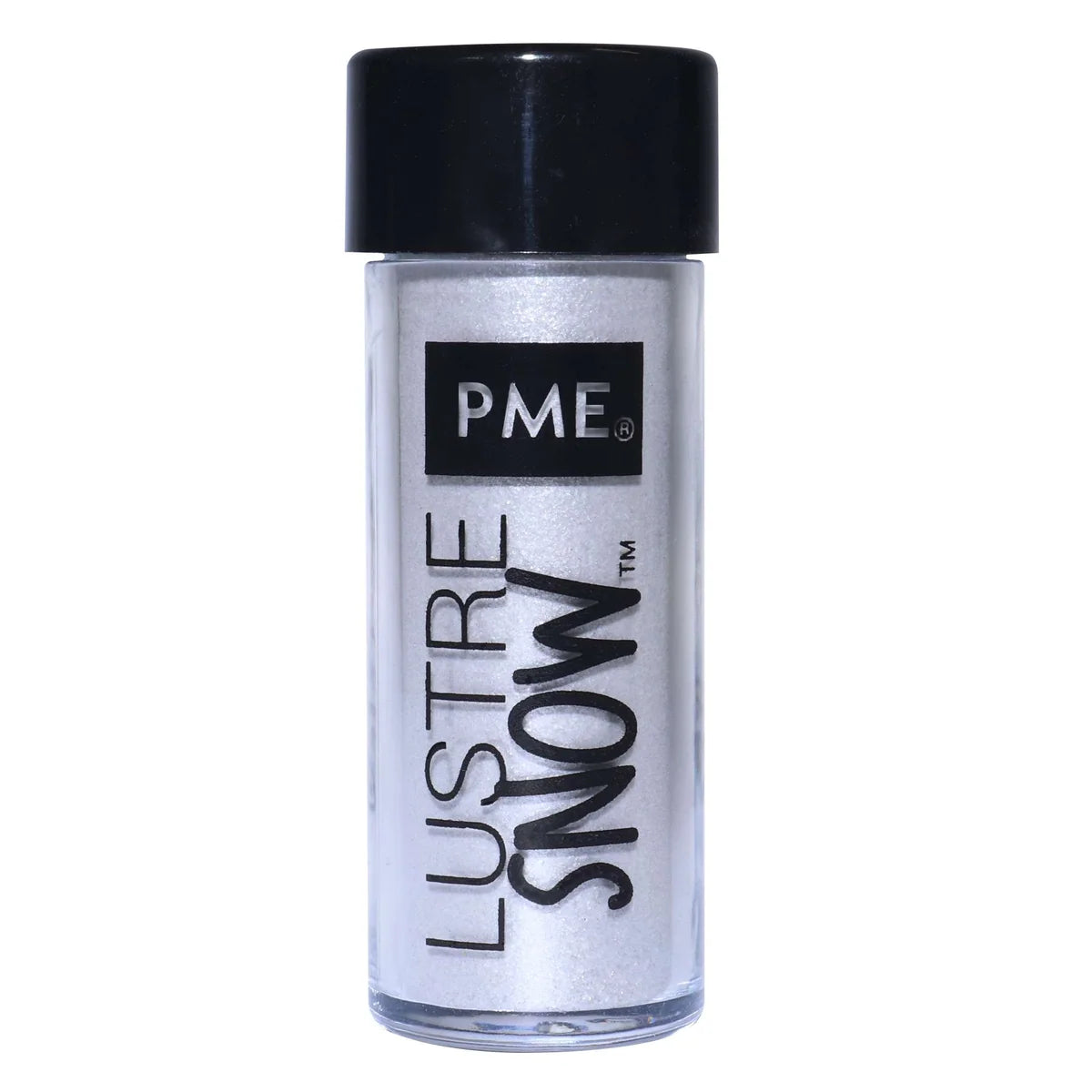 Bottle of PME Lustre Snow on a white background