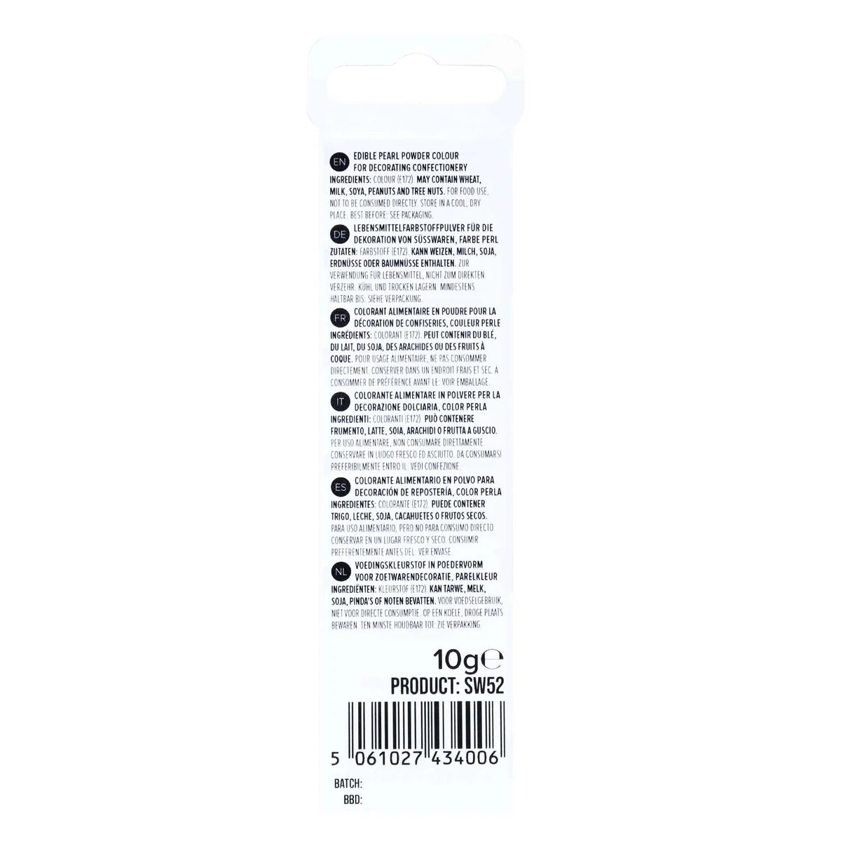 The back of a 10g package of Schwarzkopf Professional Color Styler in shade SW92, featuring product information, ingredients, and a barcode on a white background.