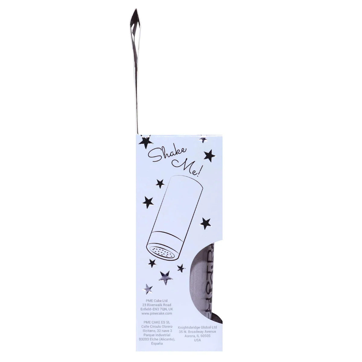 A cosmetic product in its retail packaging, featuring a white tube labeled 'Shake Me!' with a black applicator wand, shown in a white box with black star illustrations.