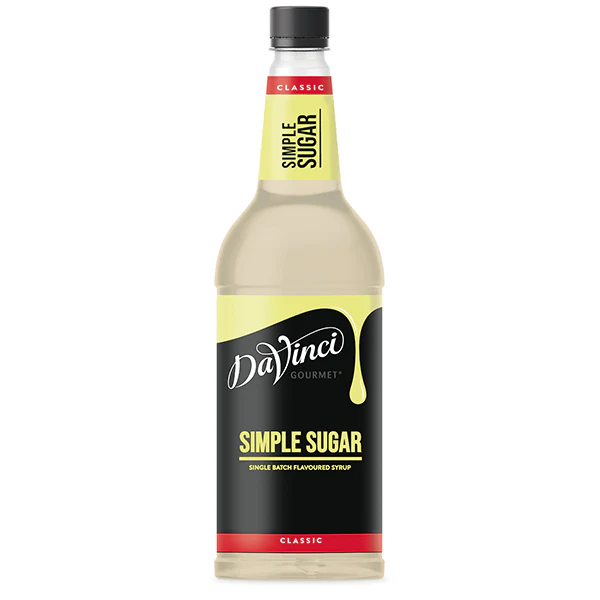 DaVinci Gourmet Classic Simple Syrup 1L bottle pure cane sugar sweetener for coffee, tea, cocktails, fat-free and Kosher-Pareve.