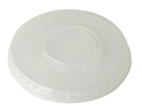 White plastic 16oz cup lid with a central raised section and straw slot.
