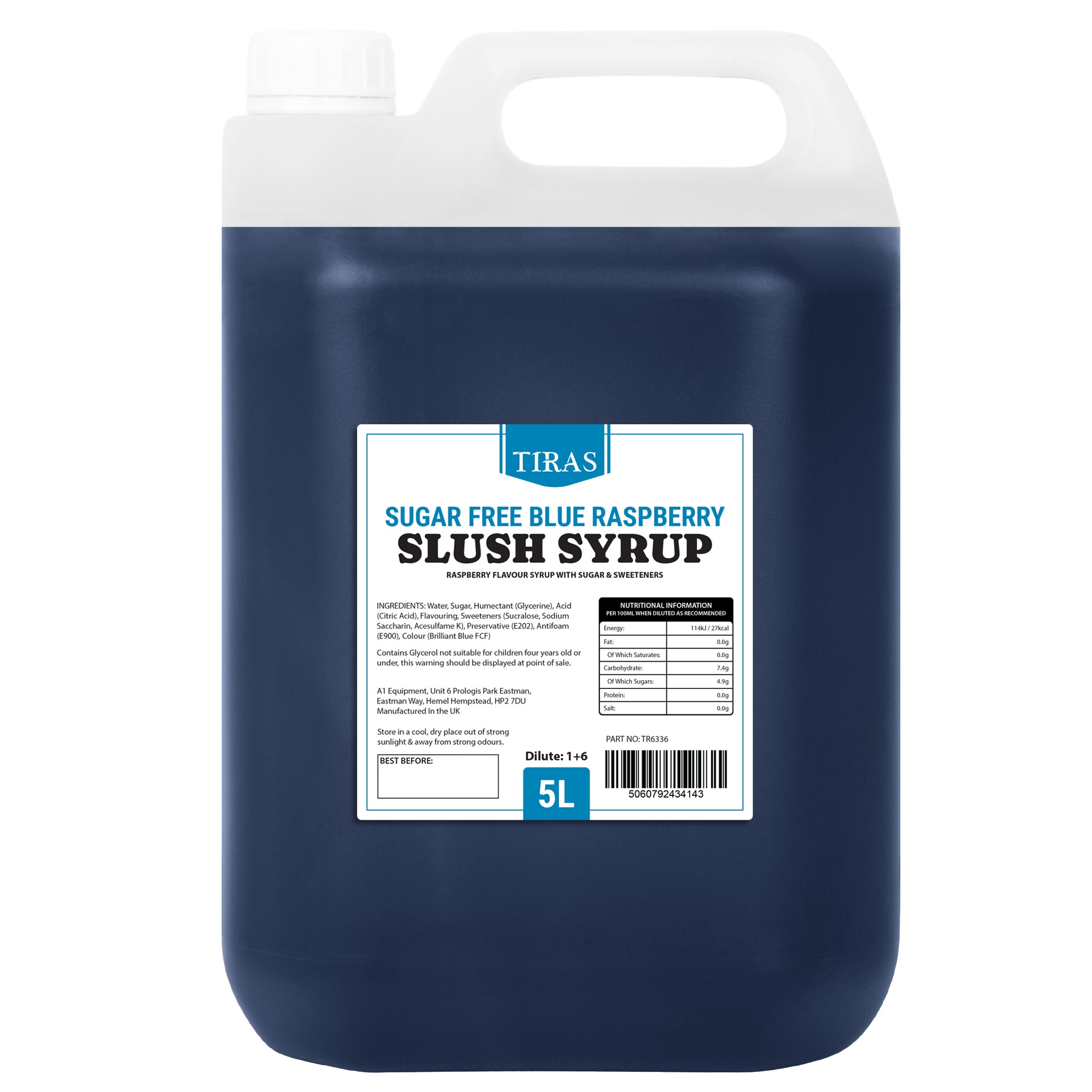 Tiras Sugar Free Blue Raspberry Slush Syrup 5 Litre