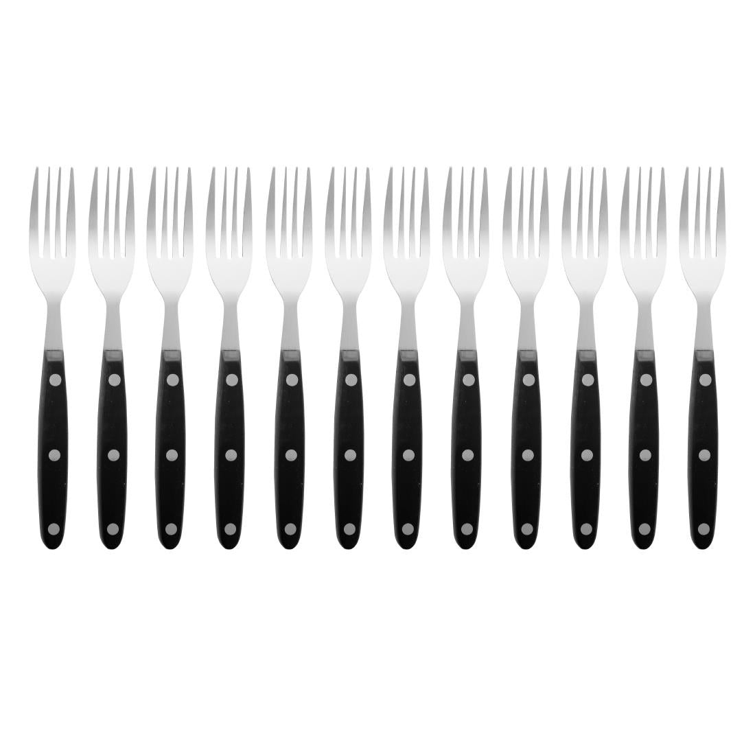 Olympia Steak Forks Black Handle (12 pack)