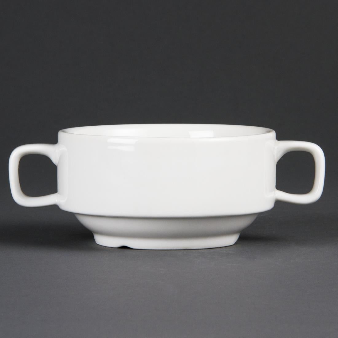 Olympia Whiteware Soup Bowls With Handles 400ml (6 pack)