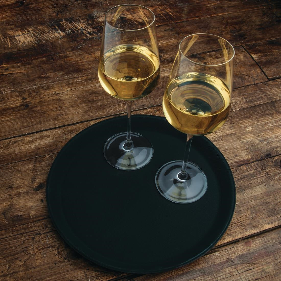 Olympia Kristallon Polypropylene Round Non-Slip Tray Black 280mm