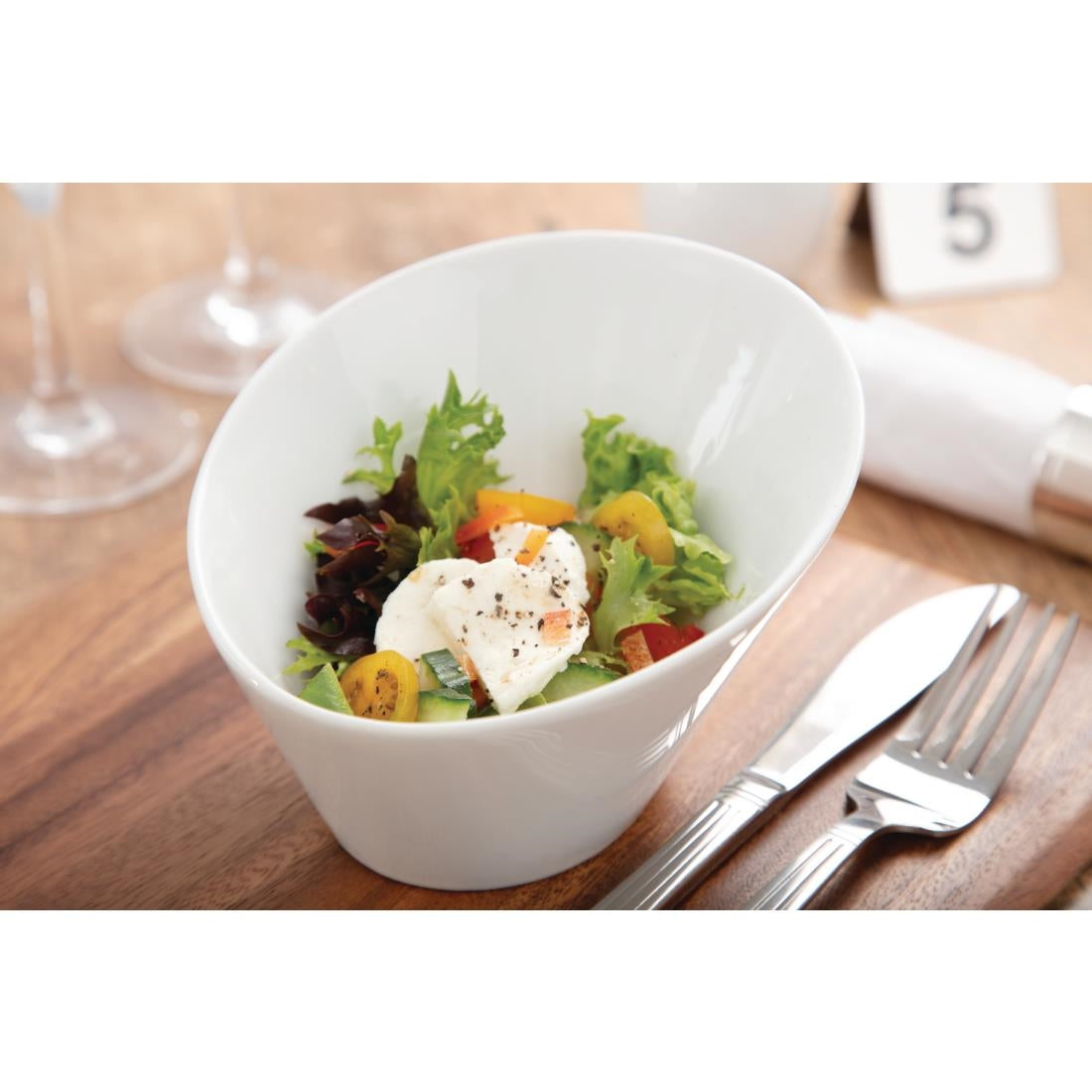Olympia Whiteware Oval Sloping Bowls 154x 133mm 335ml (4 pack)