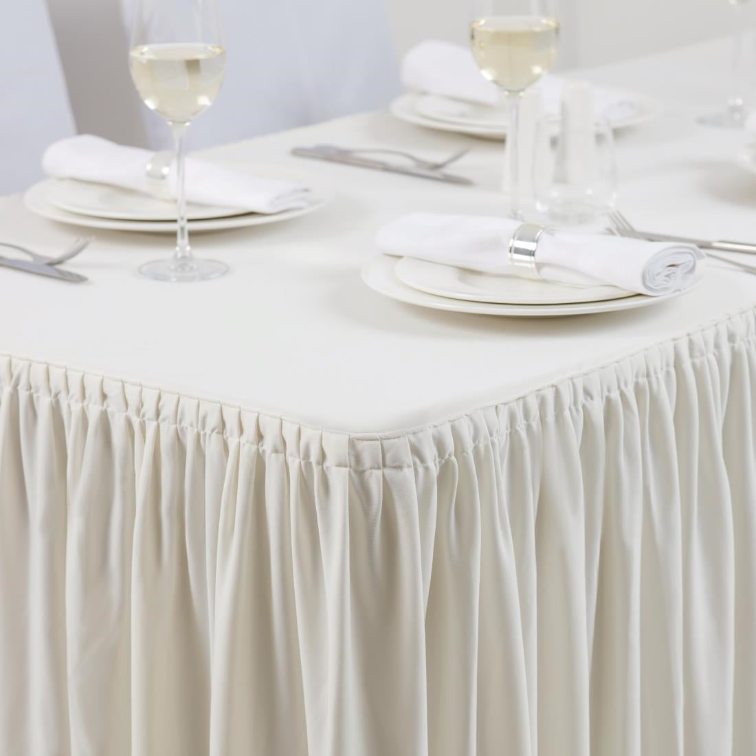 Table Top Cream Cover & Skirting - Plissé Style