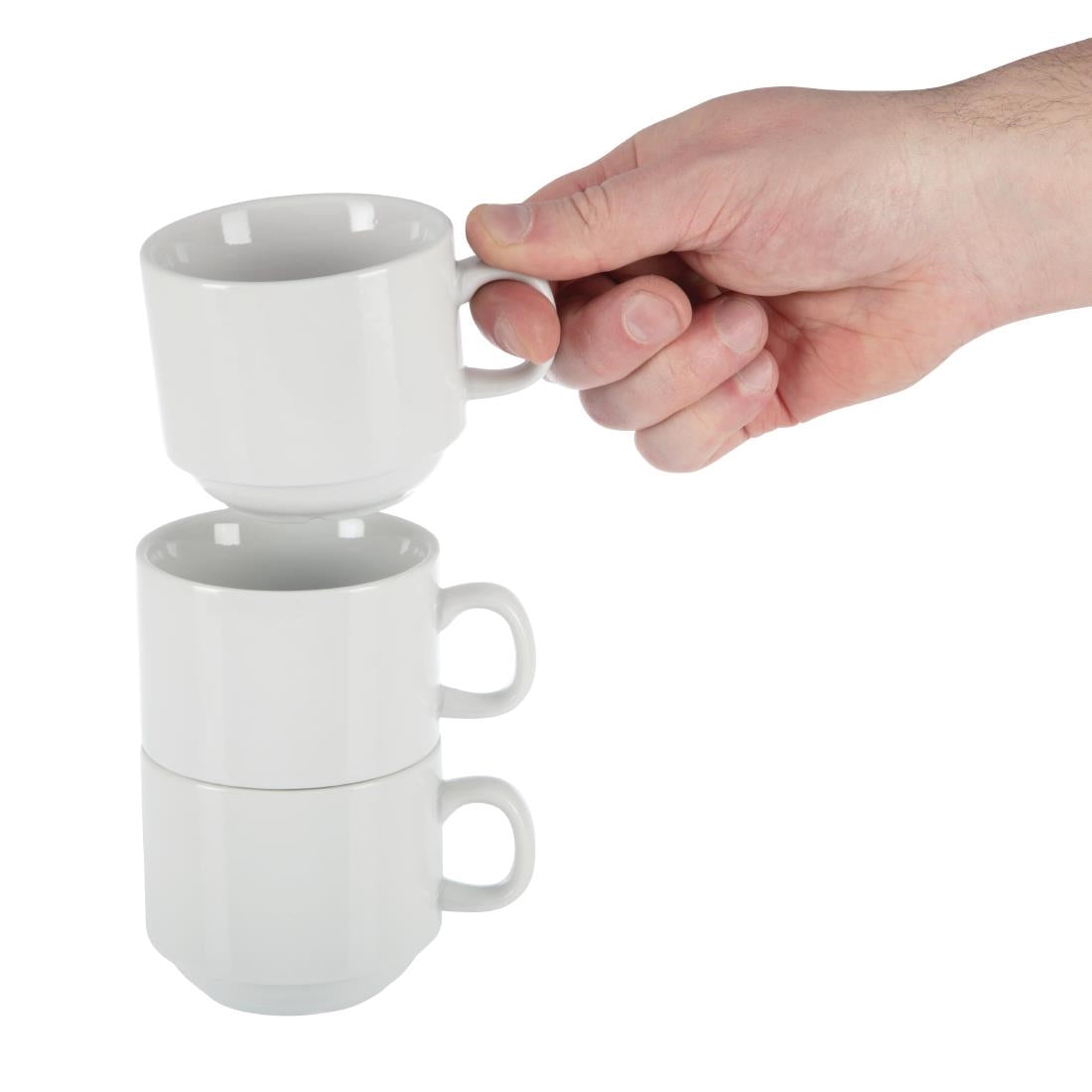 Olympia Whiteware Stacking Tea Cups 7oz 200ml (12 pack)