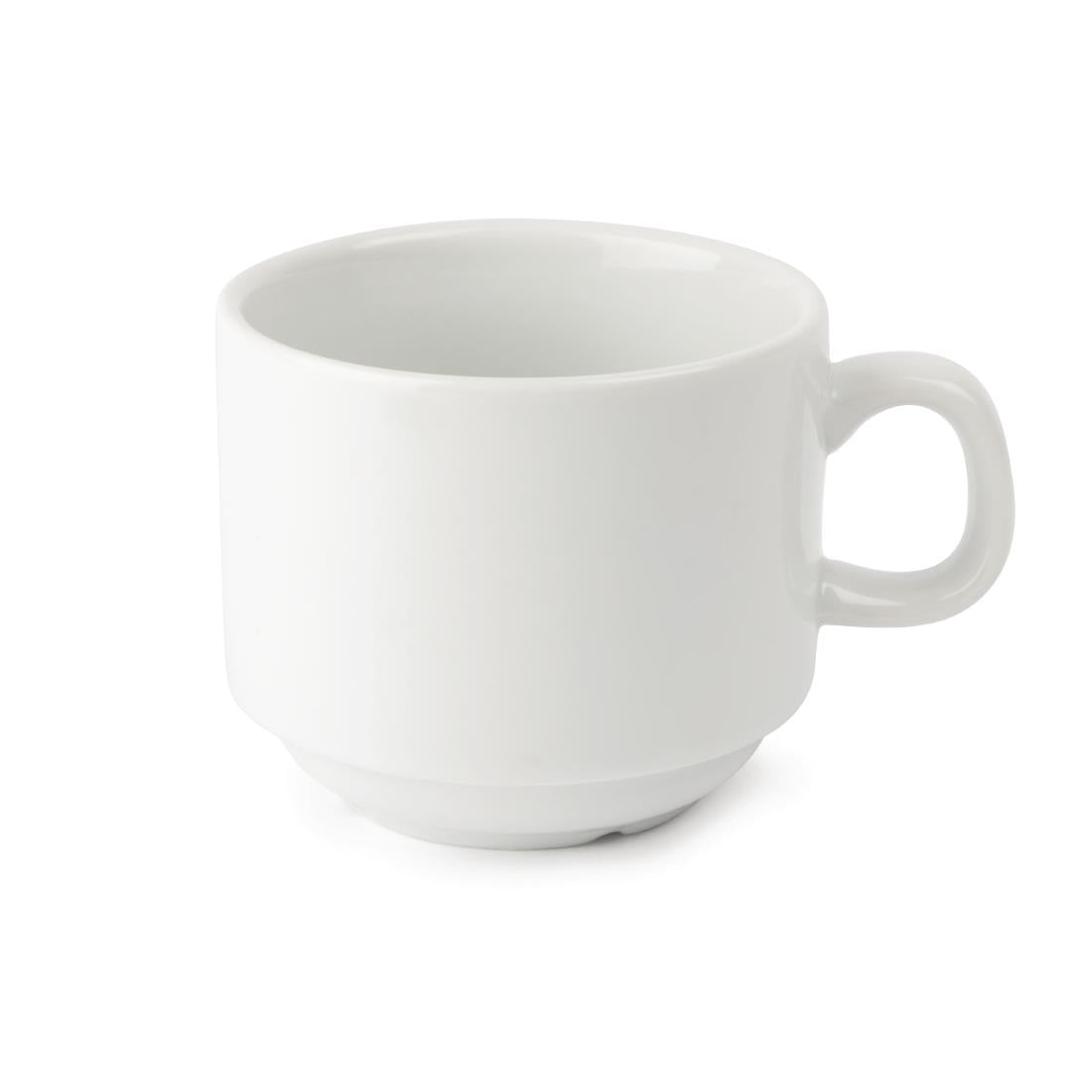 Olympia Whiteware Stacking Tea Cups 7oz 200ml (12 pack)