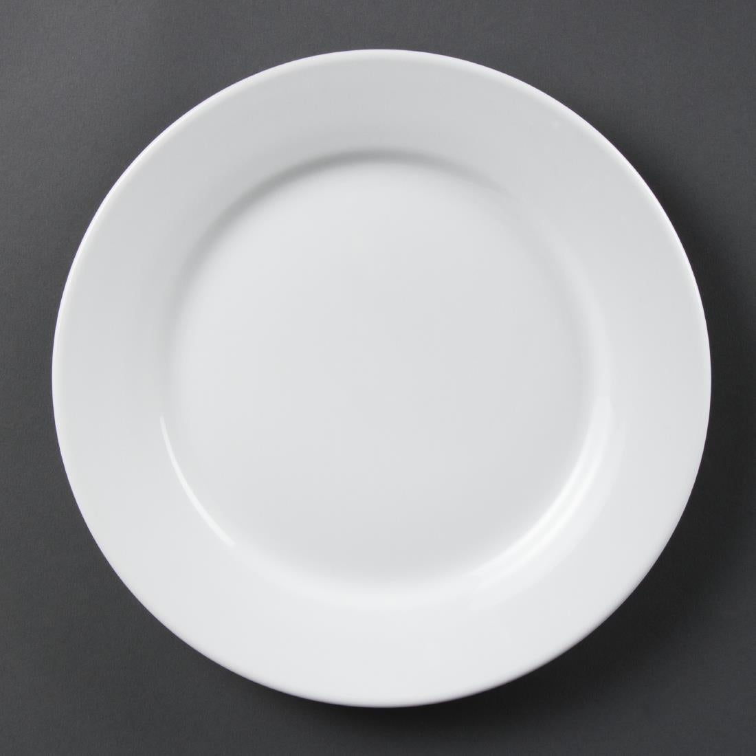Olympia Whiteware Wide Rimmed Plates 250mm (12 Pack)