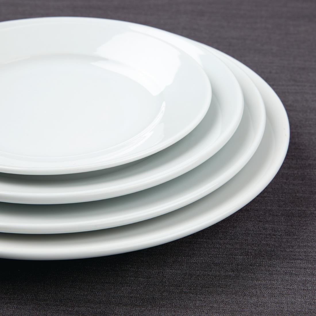 Olympia Athena Wide Rimmed Plates White 254mm/10" (12 Pack)