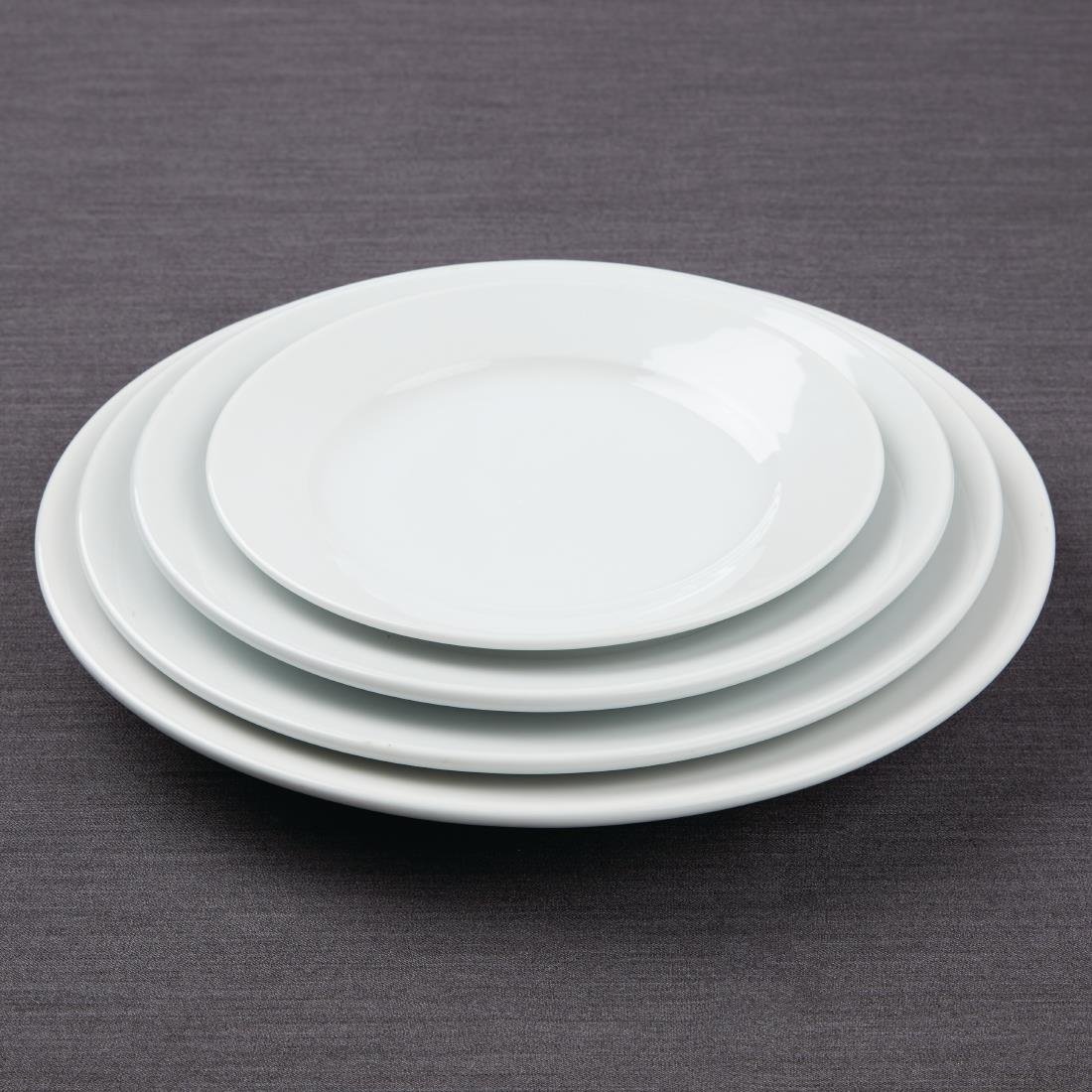 Olympia Athena Wide Rimmed Plates White 254mm/10" (12 Pack)