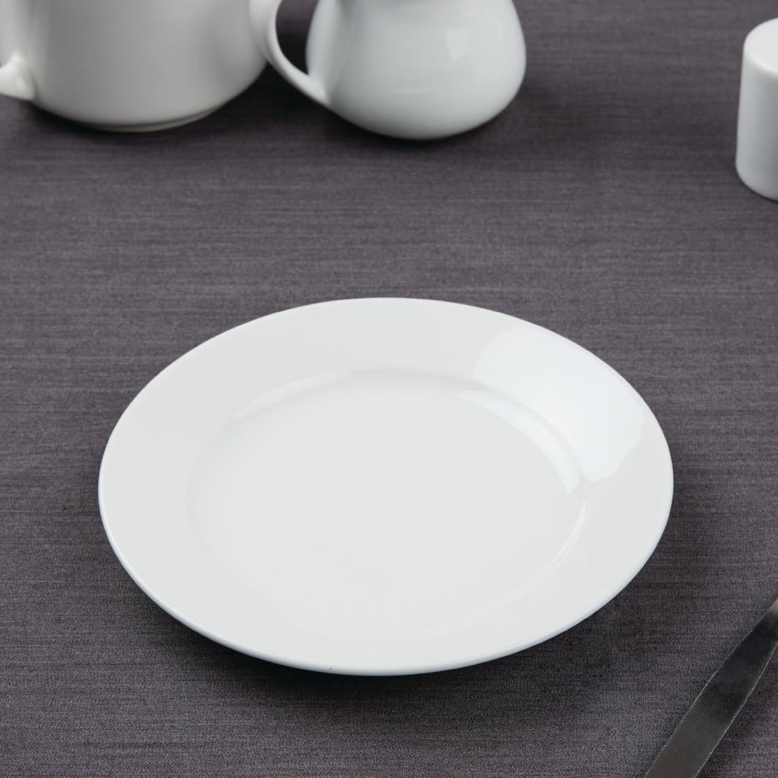 Olympia Athena Wide Rimmed Plates 165mm/6 1/2" White (12 Pack)