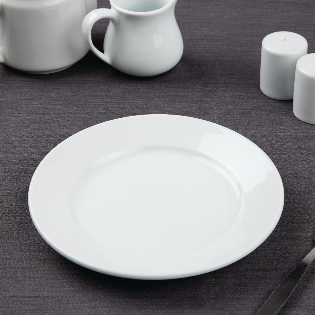 Olympia Athena Wide Rimmed Plates 202mm/8" White (12 Pack)