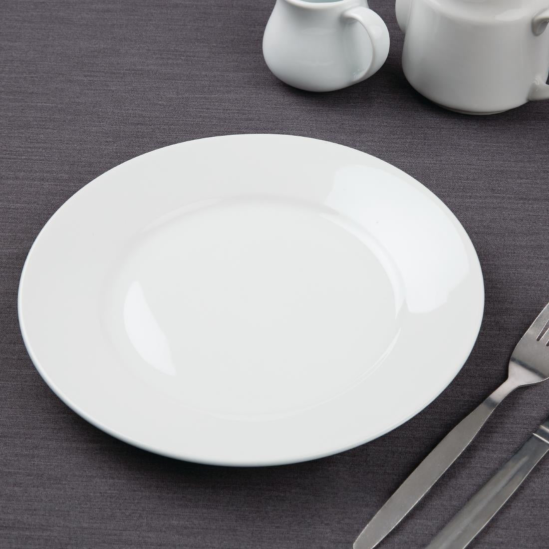 Olympia Athena Wide Rimmed Plates White 254mm/10" (12 Pack)