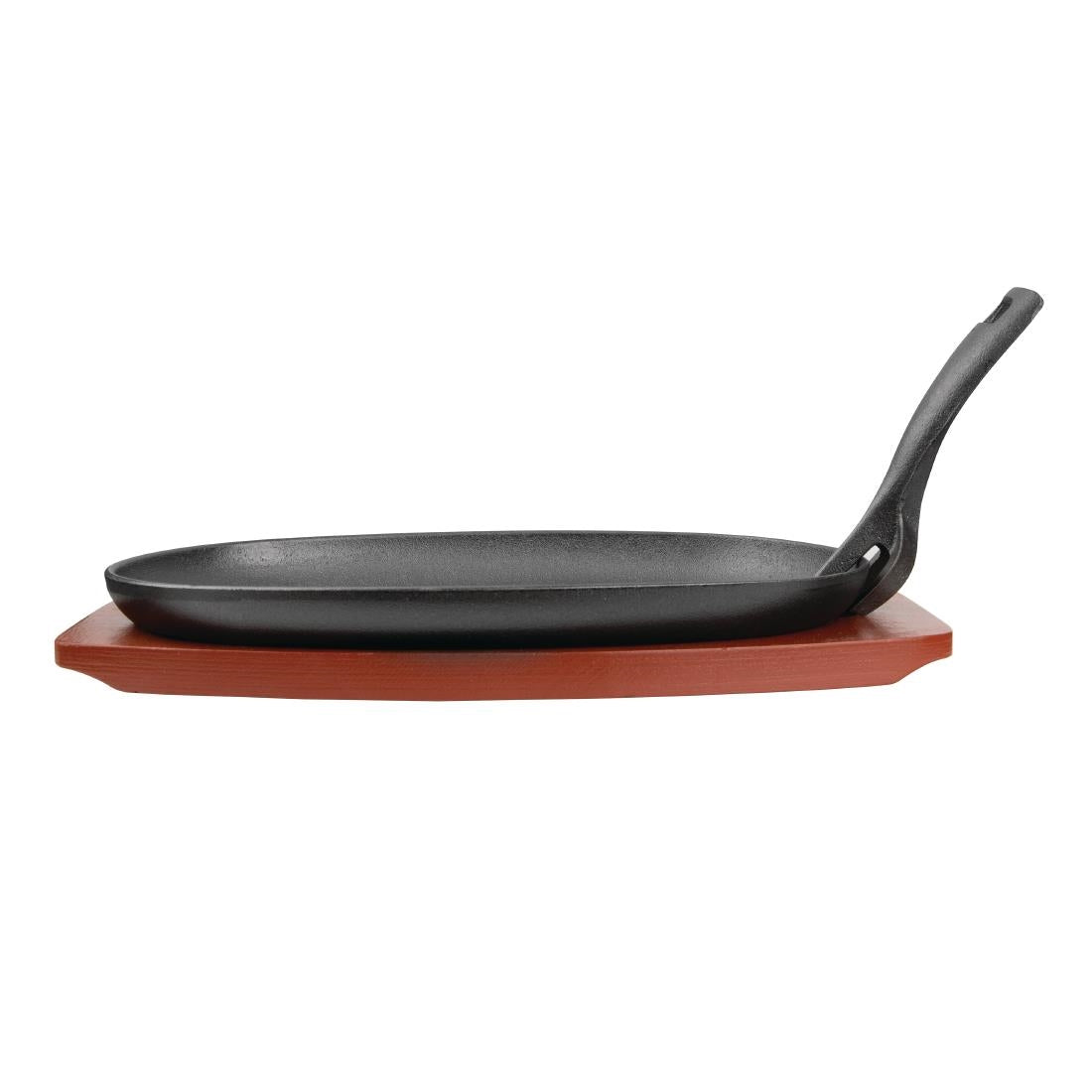 Olympia Cast Iron Oval Sizzler with Wooden Stand 28cm