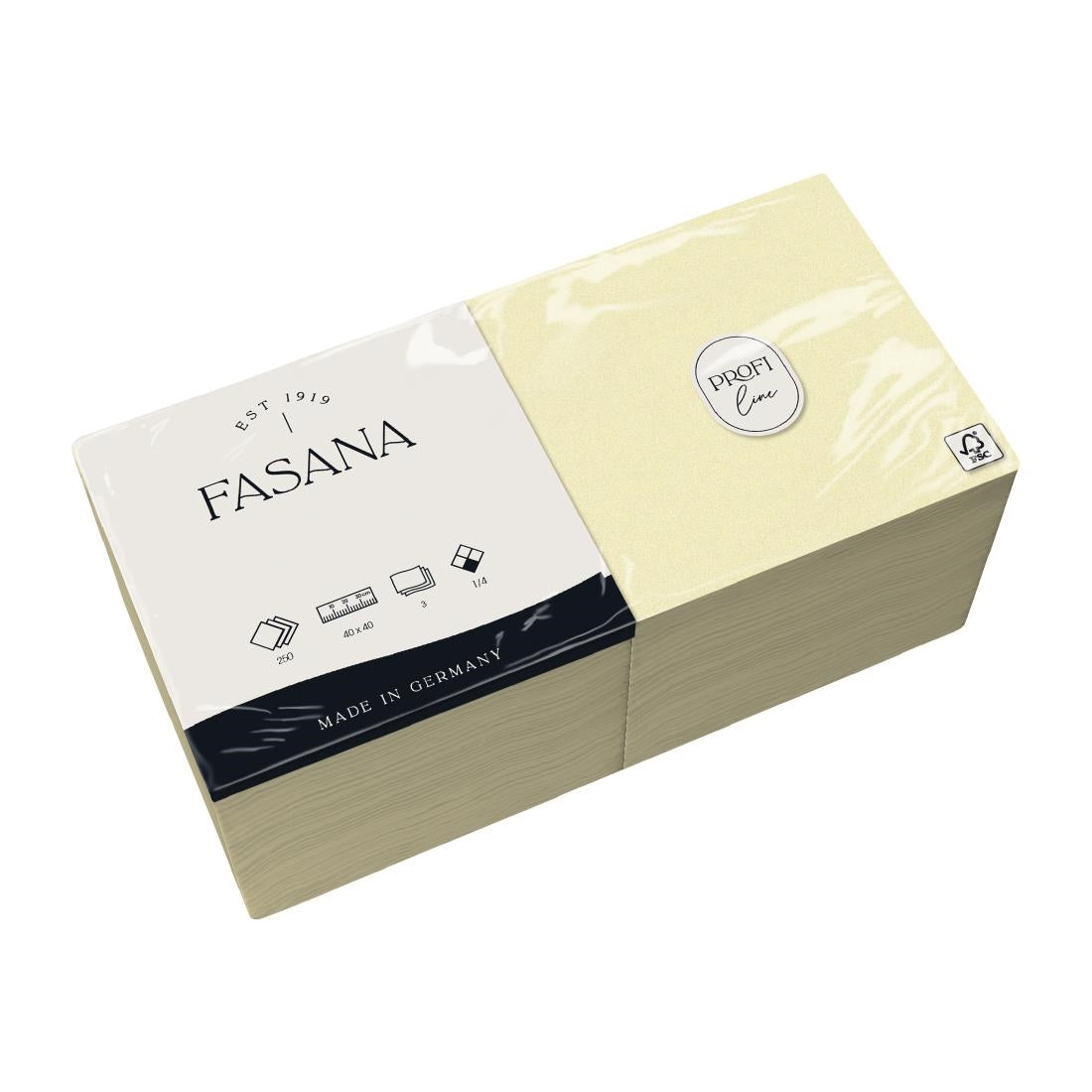 Fasana Dinner Napkin Crème 40x40cm 3ply 1/4 Fold (1000 Pack)