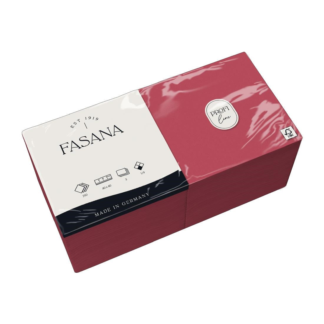 Fasana Dinner Napkin Bordeaux 40x40cm 3ply 1/4 Fold (1000 Pack)
