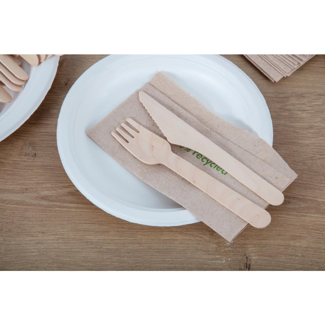 Fiesta Compostable Disposable Wooden Forks (100 Pack)