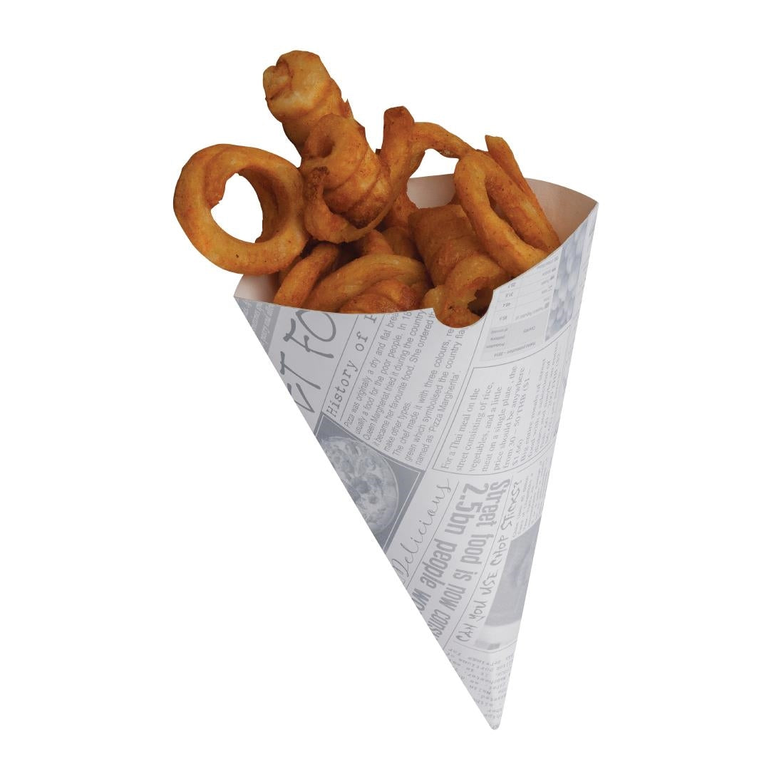 Colpac Biodegradable Newspaper Print Paper Chip Cones 183mm (1000 pack)