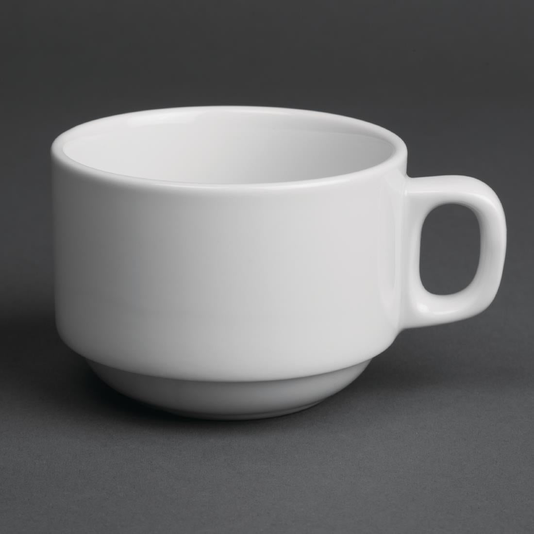 Royal Porcelain Classic White Stackable Tea Cups 200ml (12 pack)