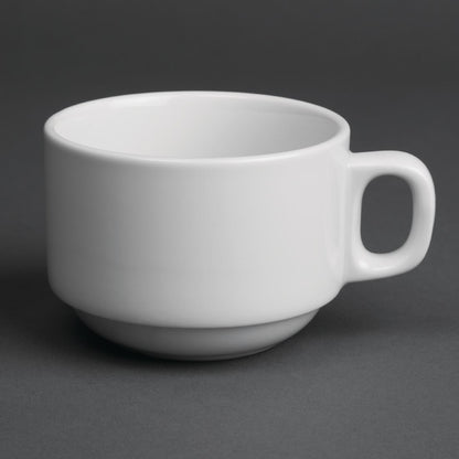 Royal Porcelain Classic White Stackable Tea Cups 200ml (12 pack)