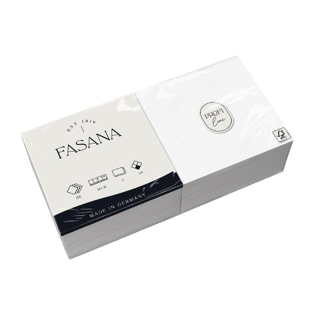 Fasana Cocktail Napkin White 240x240mm 2ply 1/4 Fold (1500 Pack)