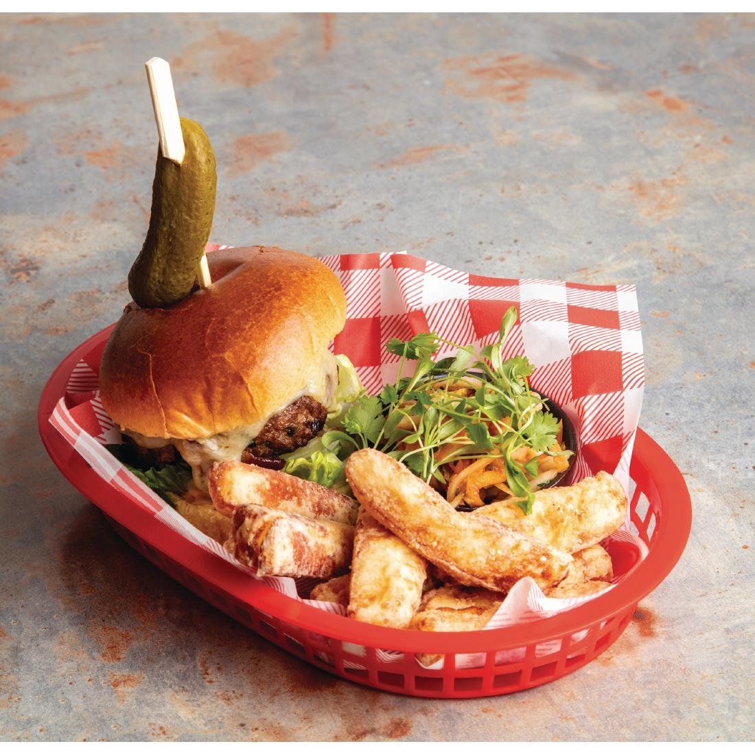 Fiesta Compostable Red Gingham Greaseproof Sheets 250x250mm (200 Pack)