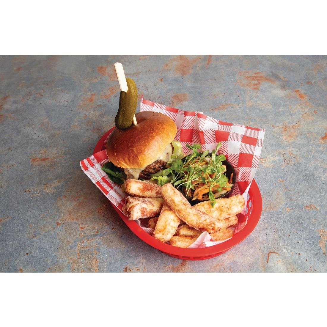 Fiesta Compostable Red Gingham Greaseproof Sheets 310x190mm (200 Pack)