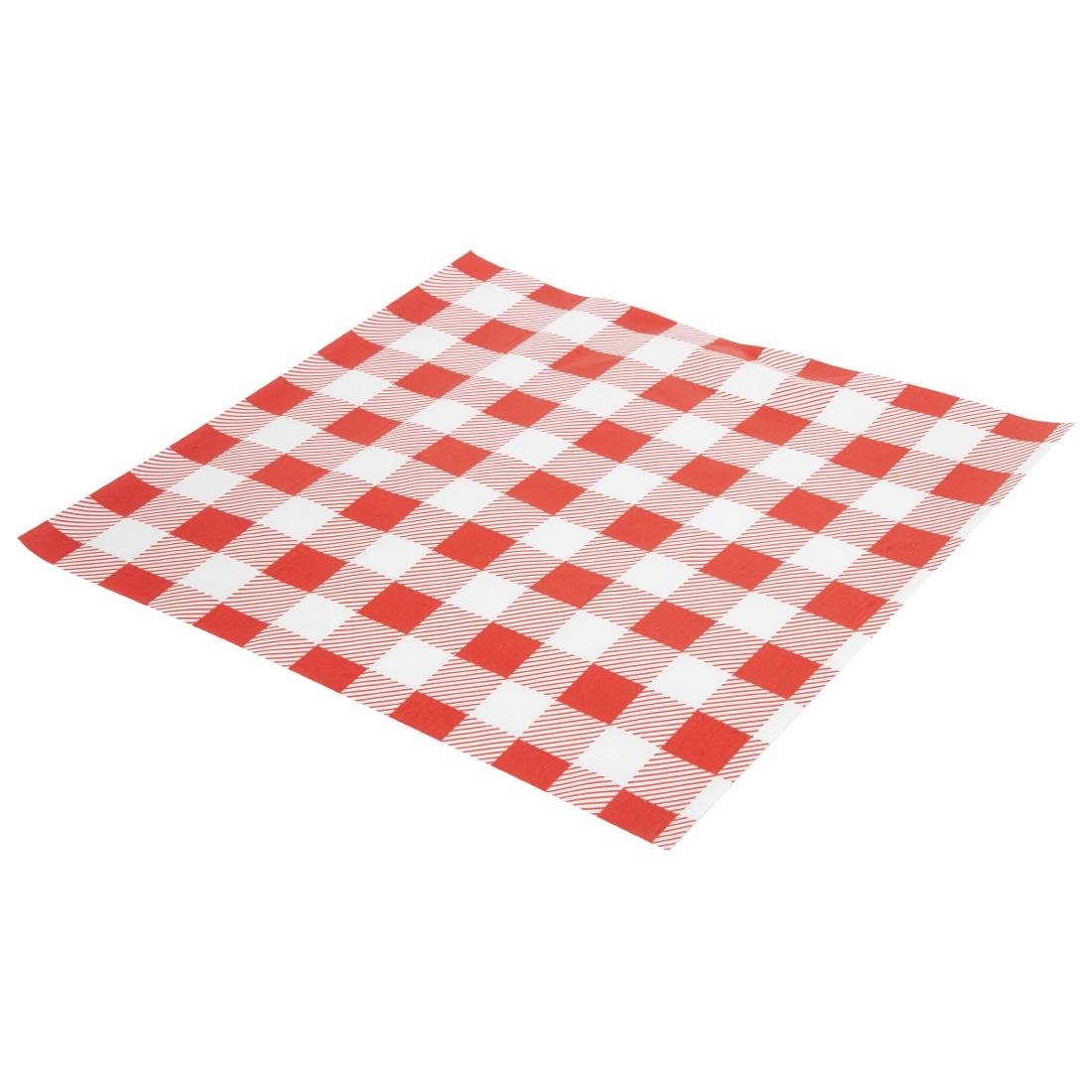 Fiesta Compostable Red Gingham Greaseproof Sheets 380x310mm (Pack 200)