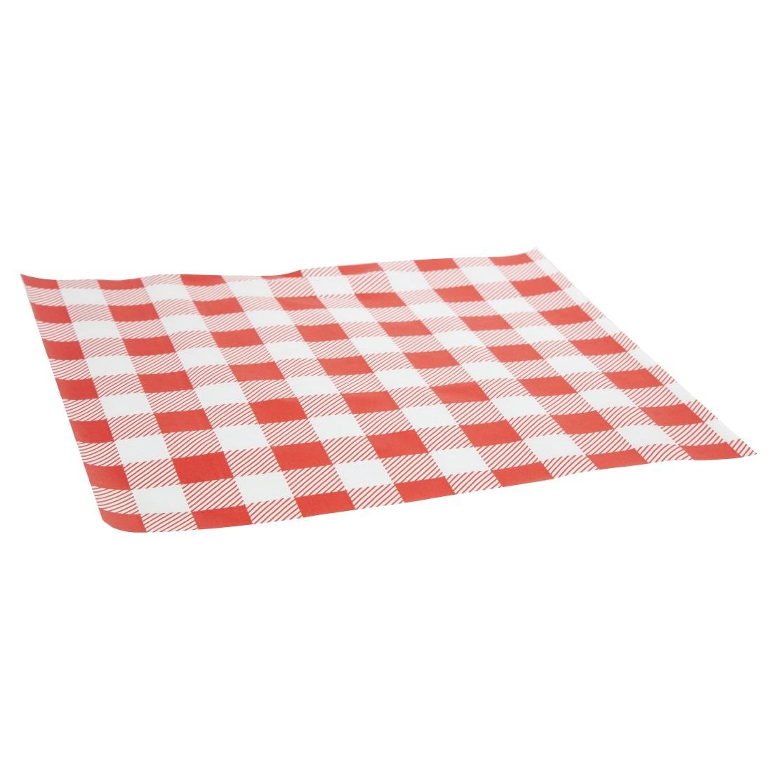 Fiesta Compostable Red Gingham Greaseproof Sheets 250x250mm (200 Pack)