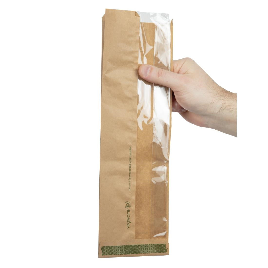 Vegware Compostable Kraft Baguette Bags With PLA Window (1000 pack)