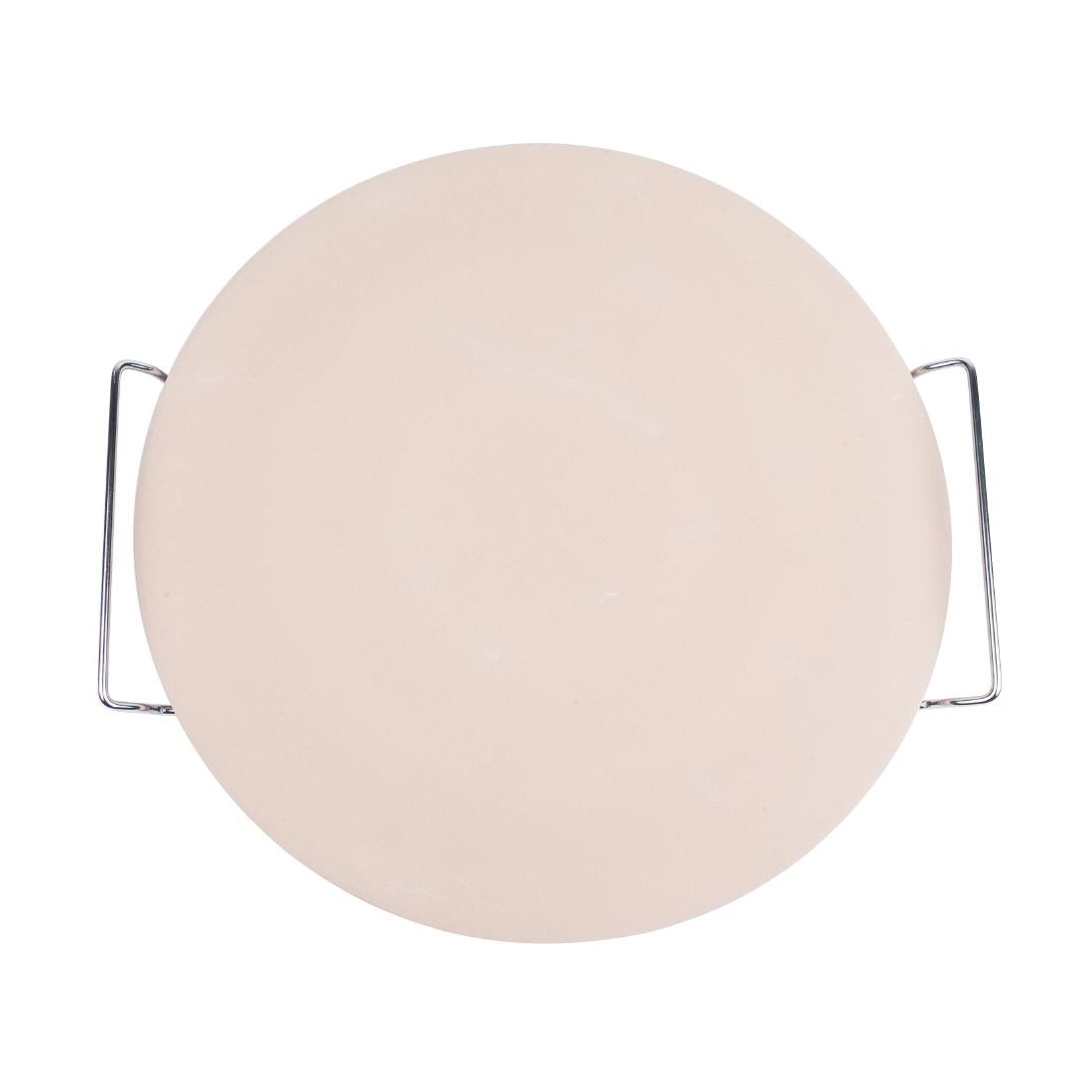 Round Pizza Stone with Metal Serving Rack 15in