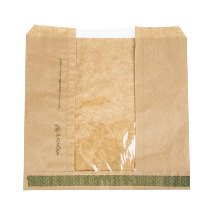 Vegware Compostable Kraft Sandwich Bags with NatureFlex Window Small (1000 pack)