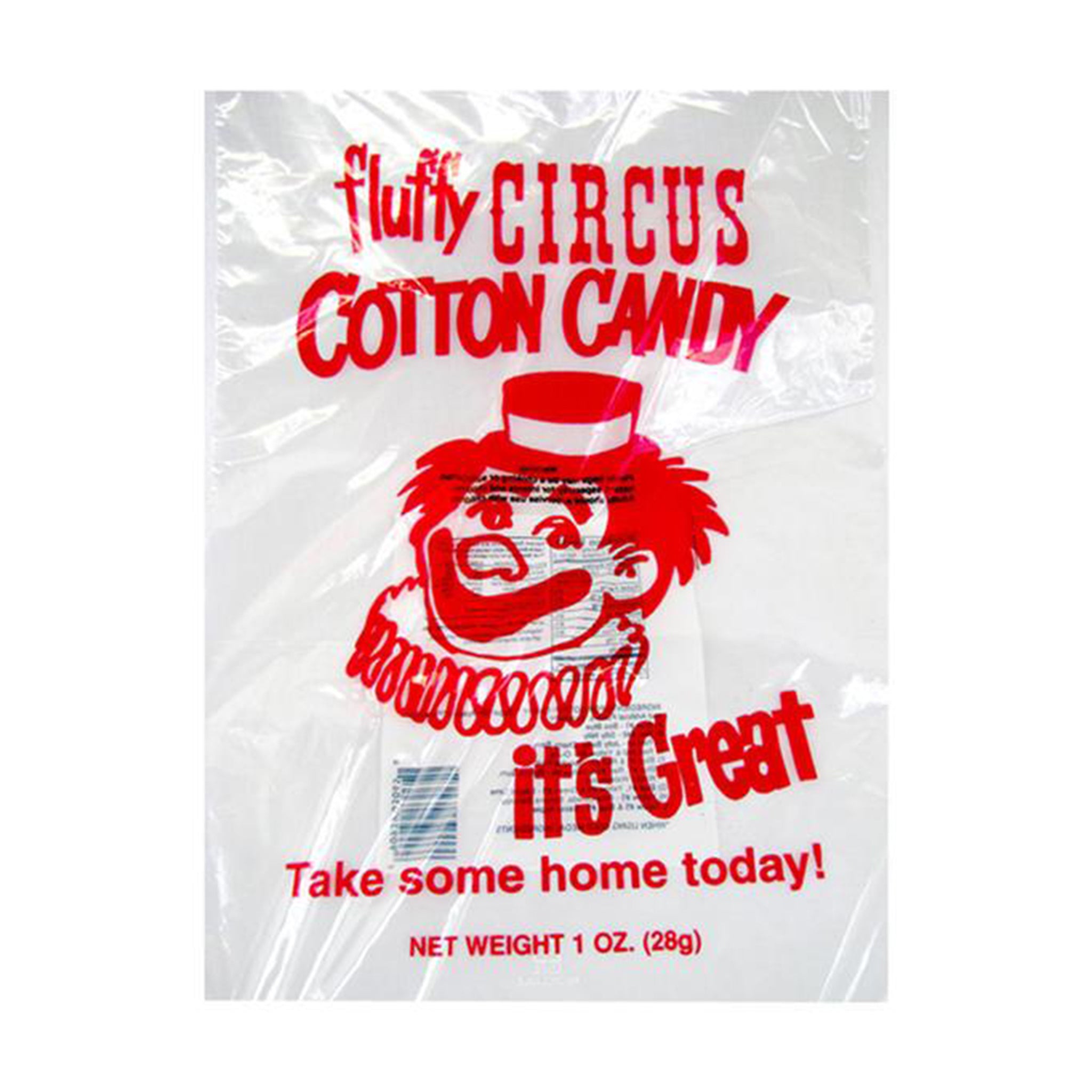 Red Clown Candy Floss Bags - 100/Pack