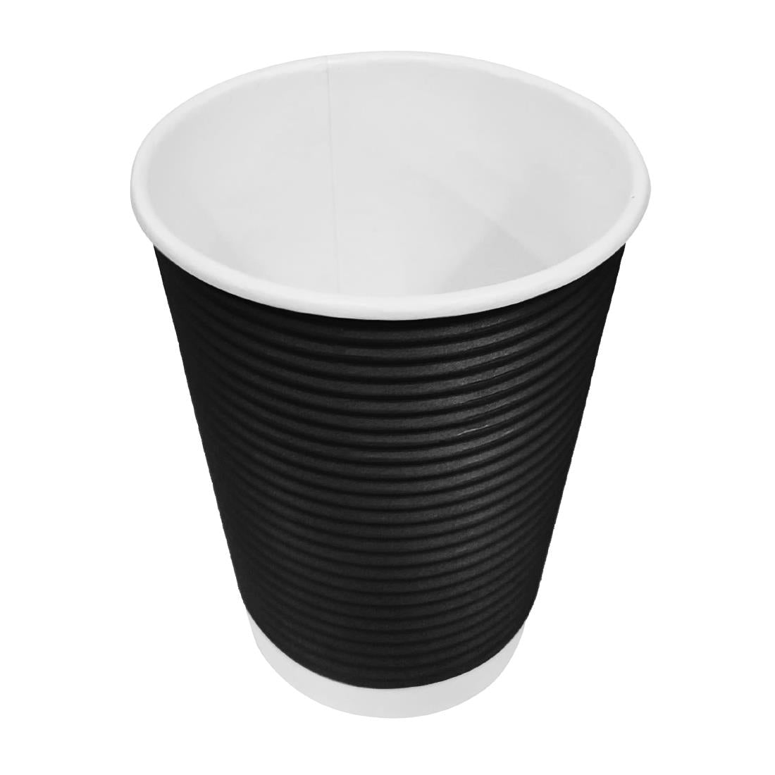 Fiesta Recyclable Coffee Cups Ripple Wall Black 340ml / 12oz (25 Pack)