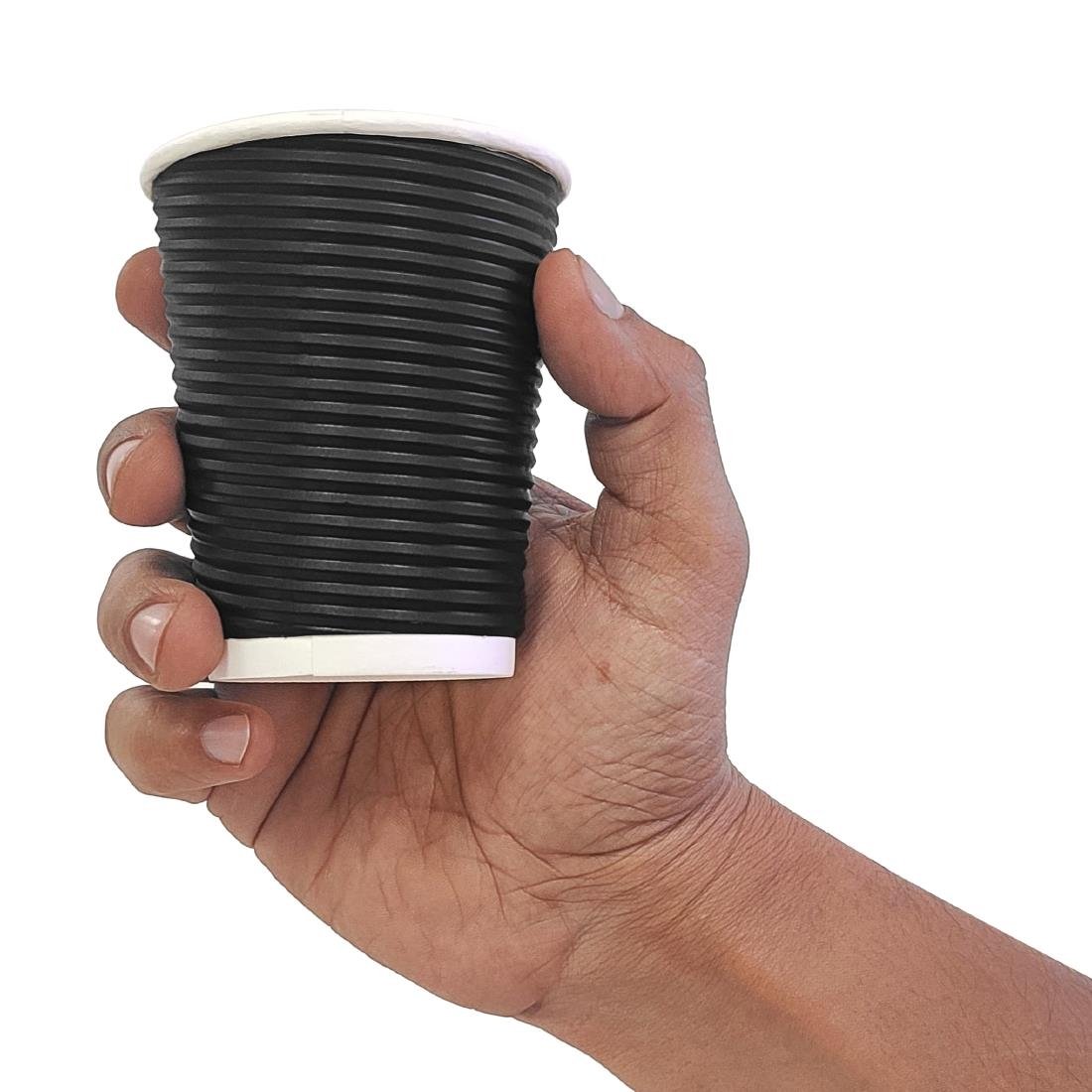 Fiesta Recyclable Coffee Cups Ripple Wall Black 225ml / 8oz (500 Pack)