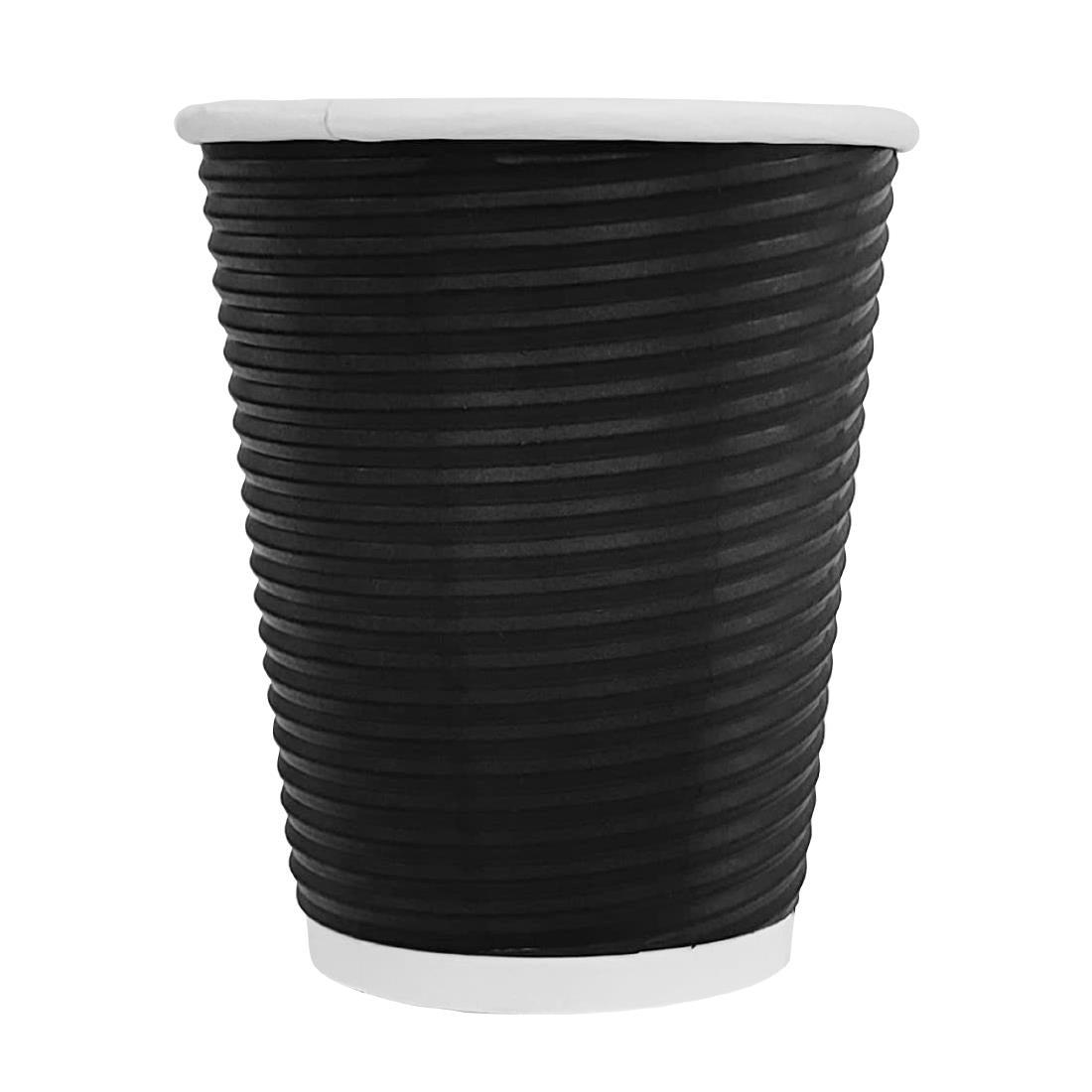 Fiesta Recyclable Coffee Cups Ripple Wall Black 225ml / 8oz (25 Pack)