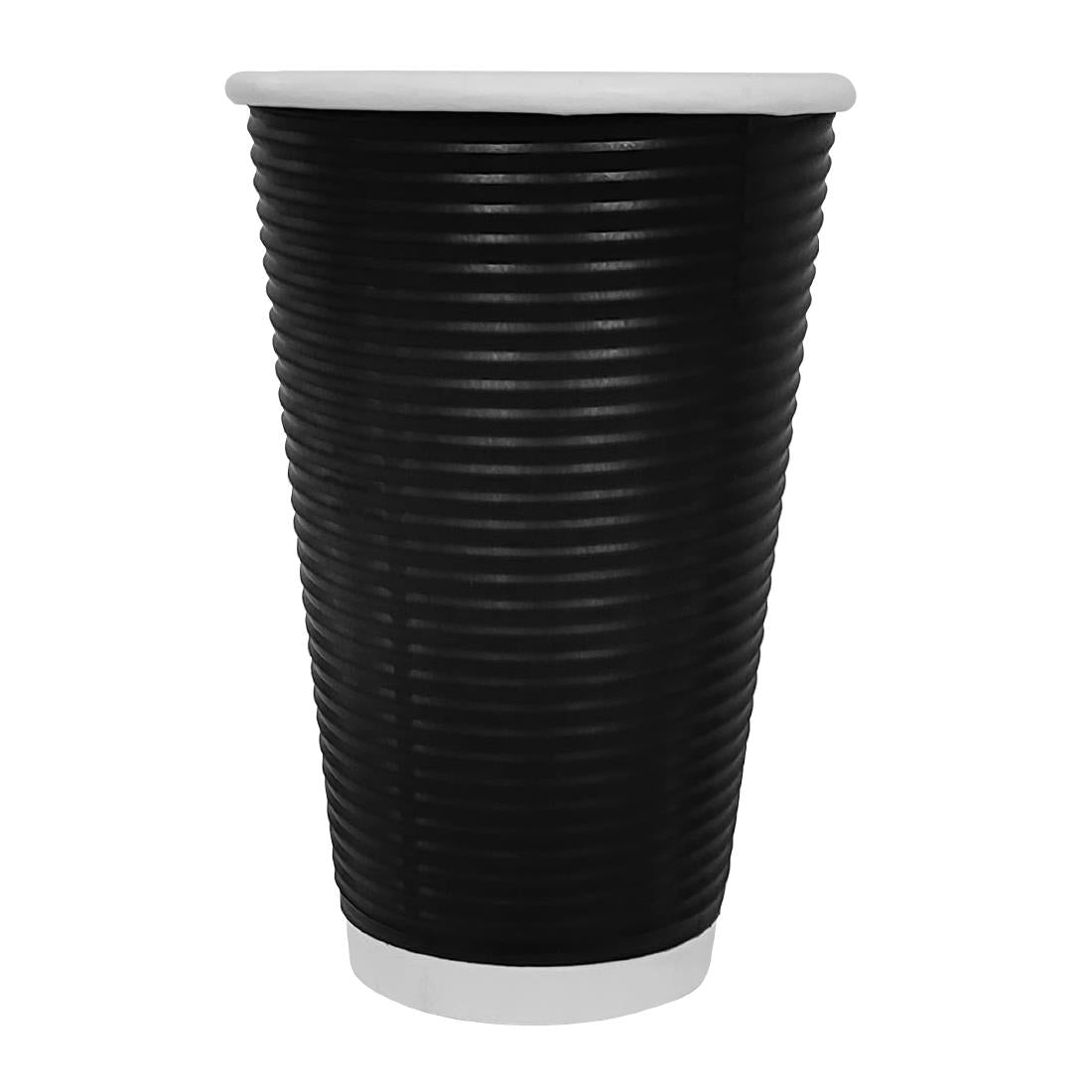 Fiesta Recyclable Ripple Wall Takeaway Coffee Cups Black 455ml (25 Pack)