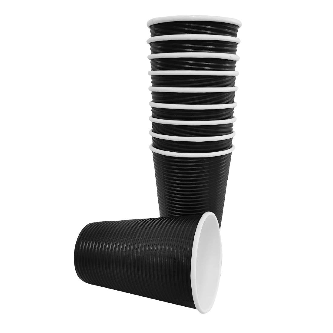 Fiesta Recyclable Ripple Wall Takeaway Coffee Cups Black 455ml (500 Pack)