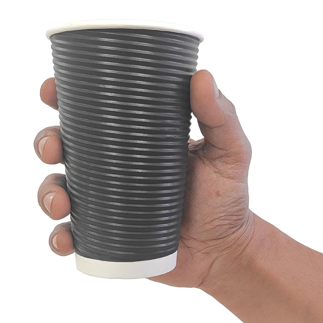 Fiesta Recyclable Ripple Wall Takeaway Coffee Cups Black 455ml (25 Pack)